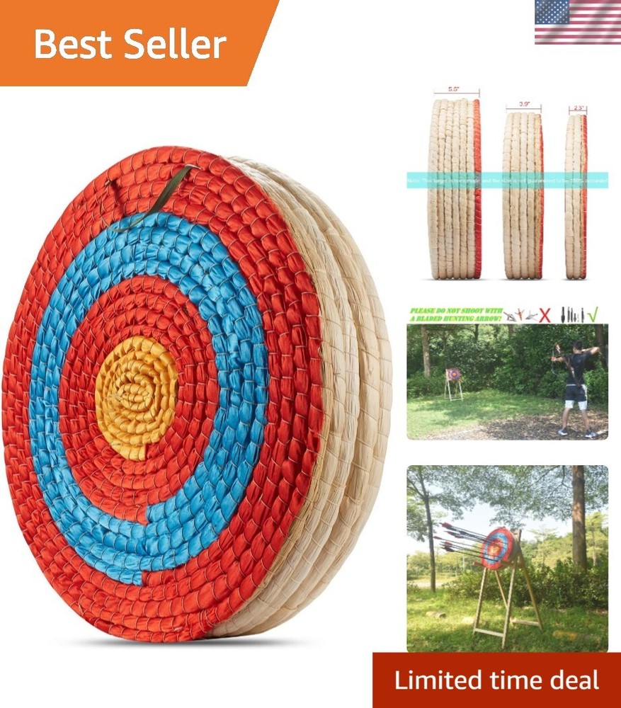 Hand-Made Decorative Straw Archery Target with Arrow Puller - Artisan Crafted