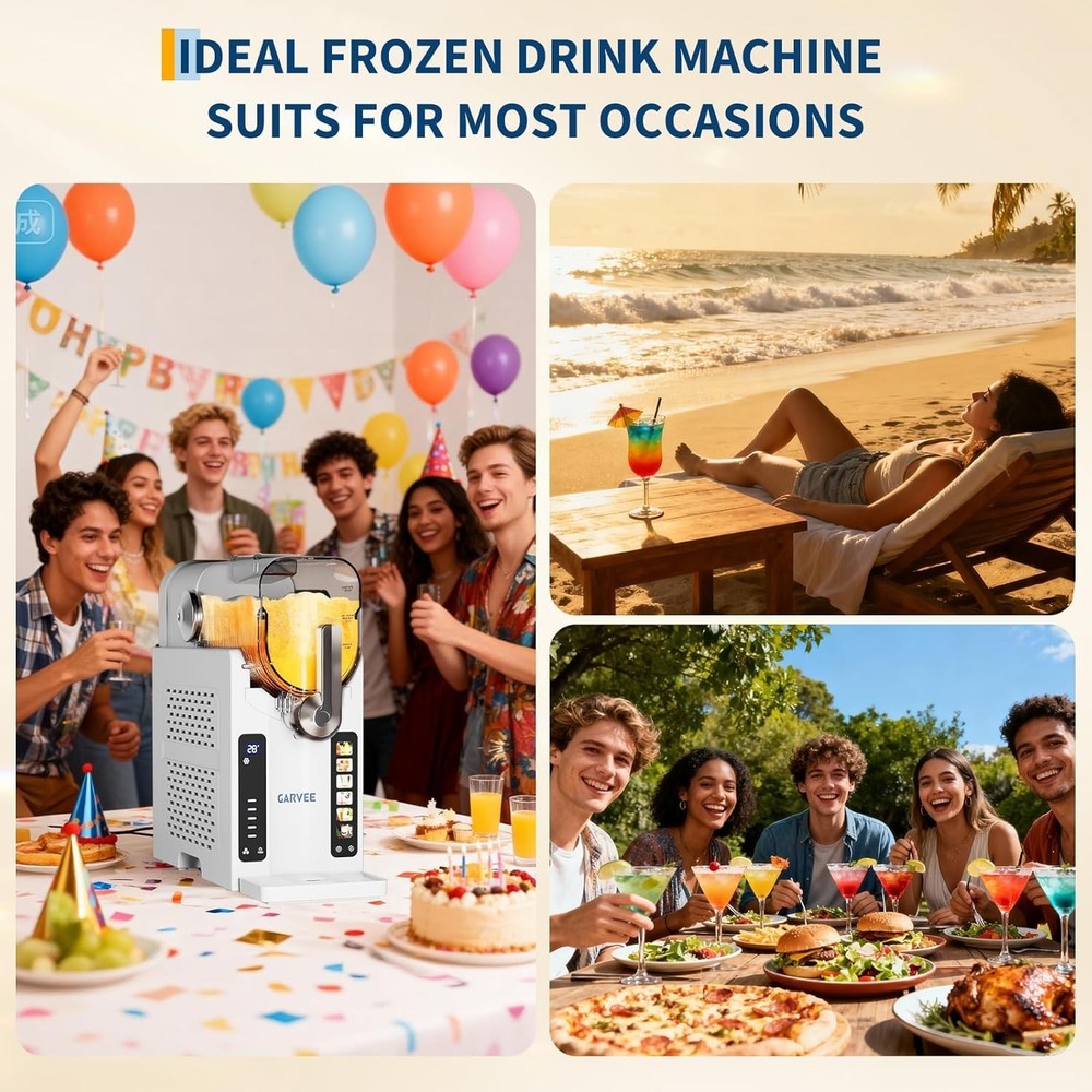 Slushie Machine 70 Oz with LED Display & 6 Pre-Set Programs for Home