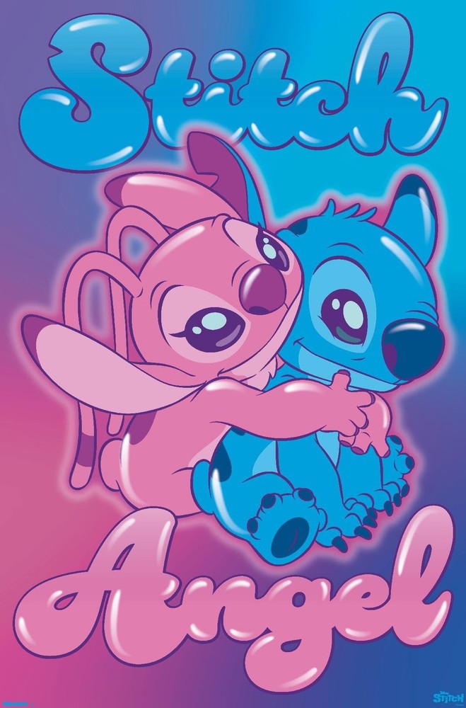 Disney Lilo and Stitch - Angel and Stitch Hug Wall Poster, 34L" x 22.4W", Unf...