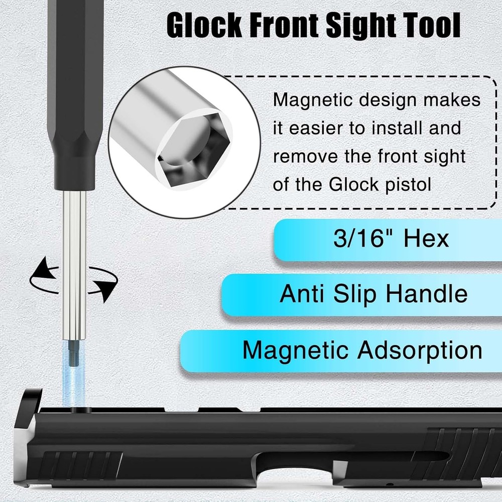 Tool Kit for Glock, Front Sight Remove Magazine Disassembly Small, Black