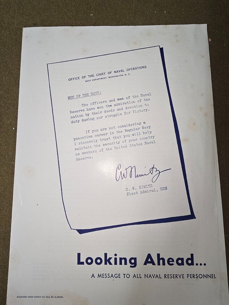 WWII US Navy Reserve Recruiting Pamphlet Dated December 1945
