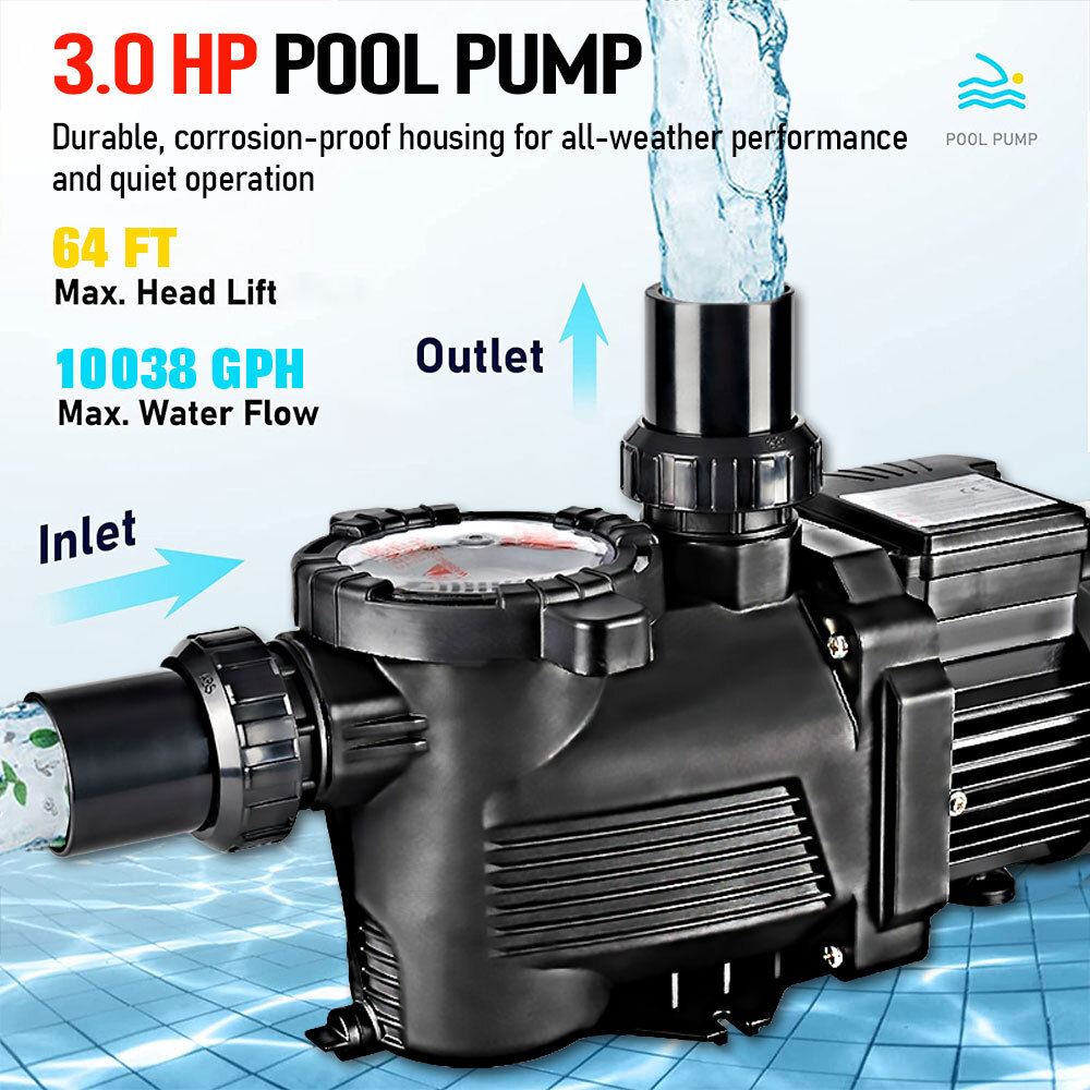 3.0HP In-Ground Swimming Pool Pump Motor Strainer Replace Pump