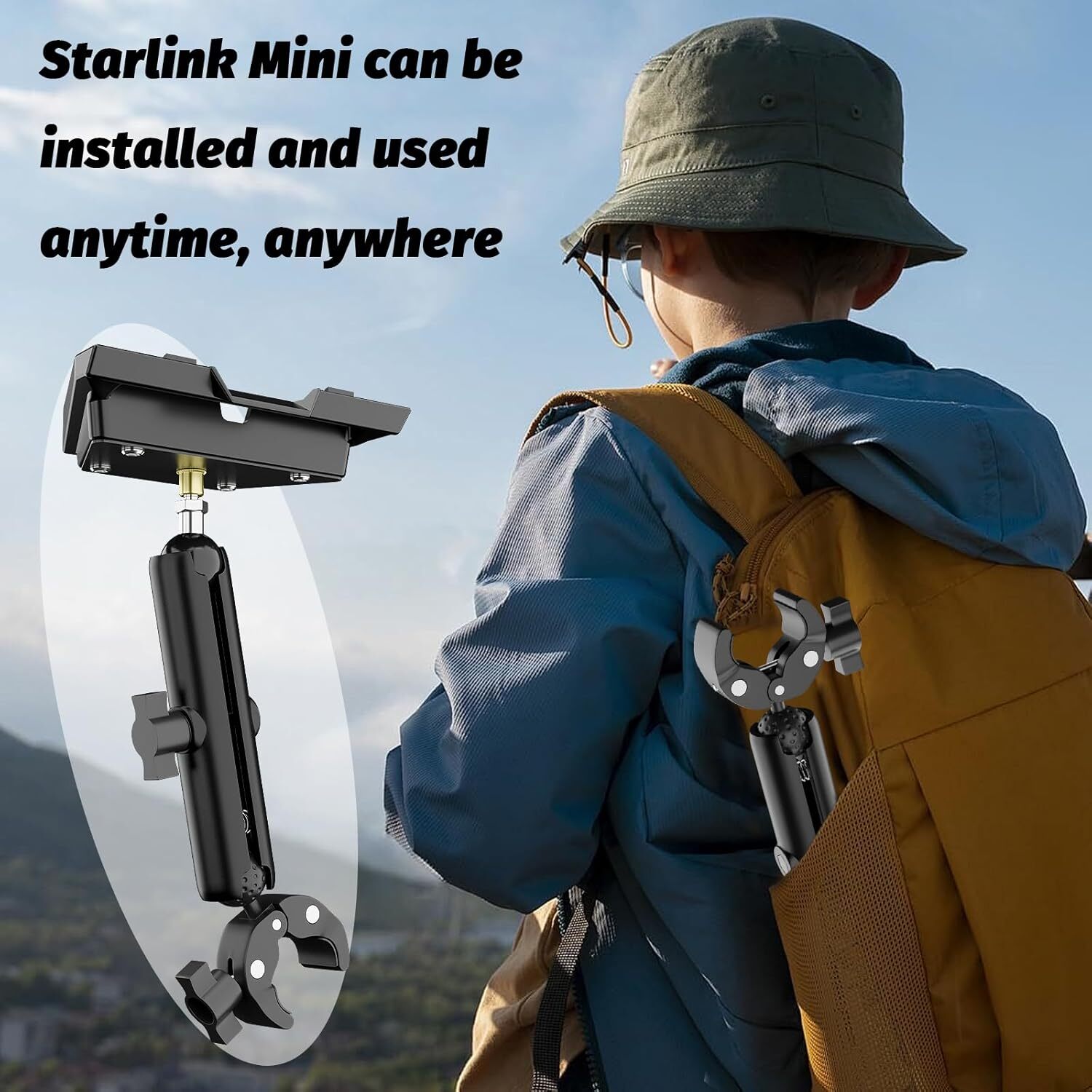 Portable Starlink Mini Mount, Adjustable Starlink Mini Pole Clamp Mount