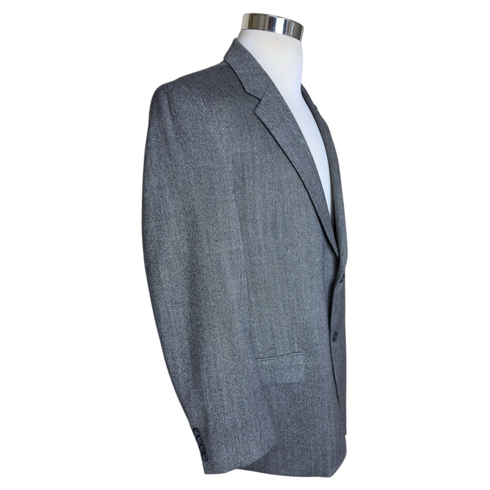 Joseph Feiss Men’s 44R Gray Herringbone Lambswool 2 BTN Blazer EUC
