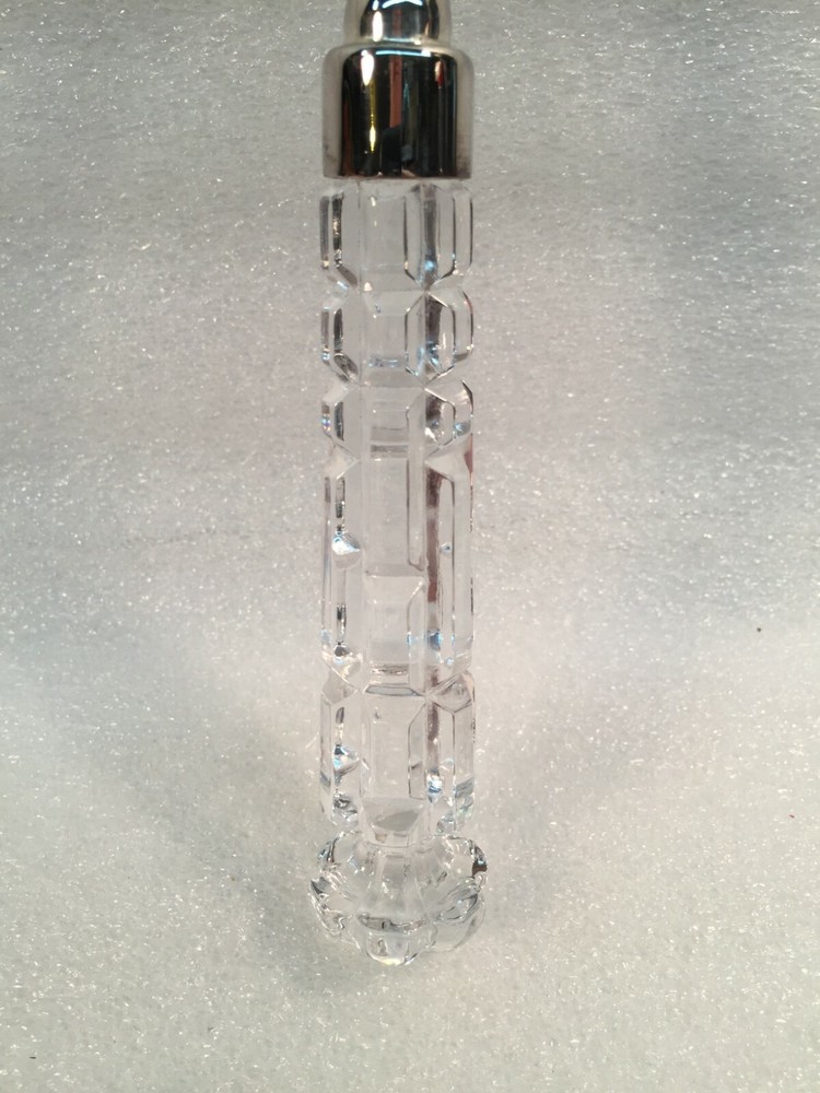 Silver Plate Salad Serving Top Fork w/Molded Glass Handle