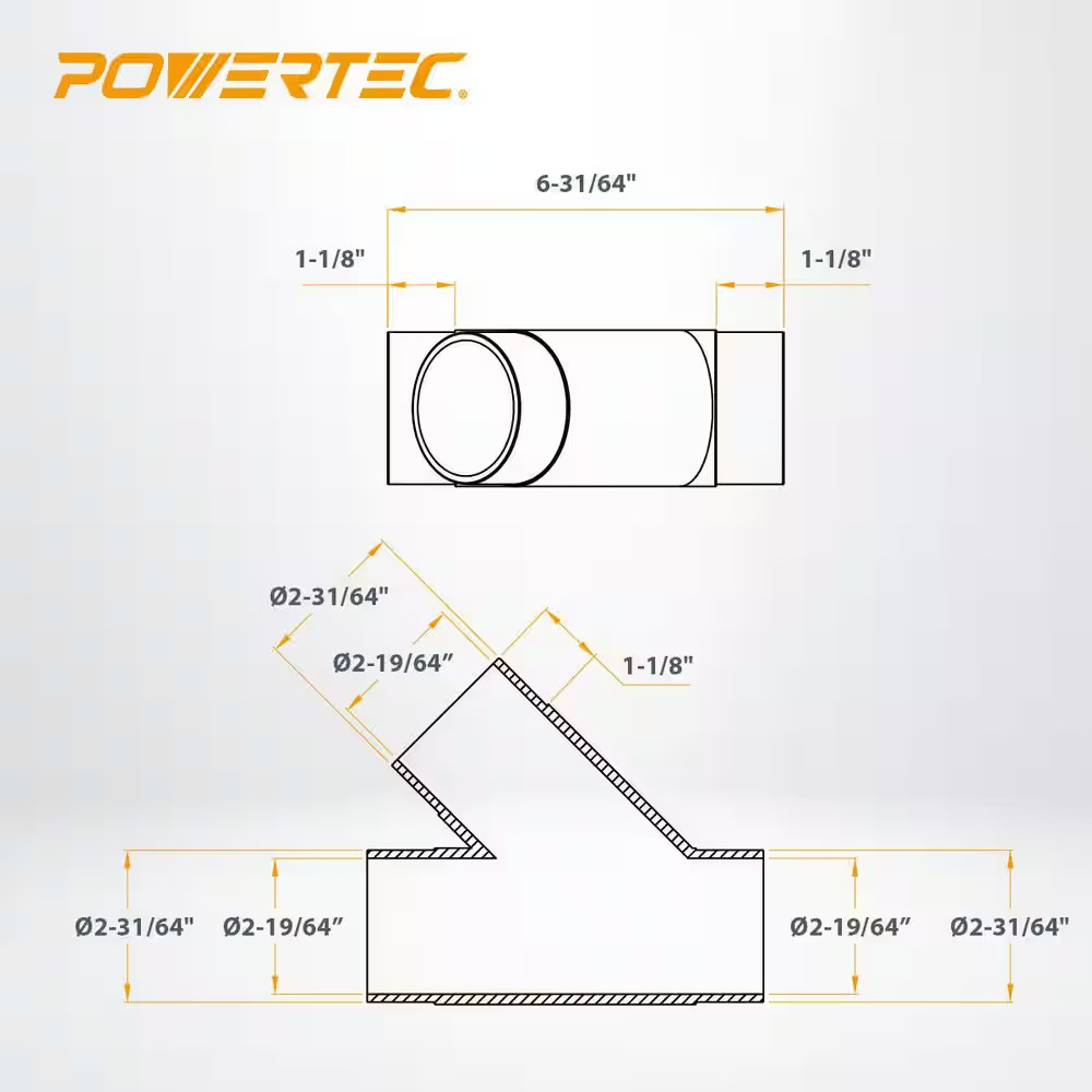 2-1/2 In. I.D. Y-Fitting for Dust Collection Systems