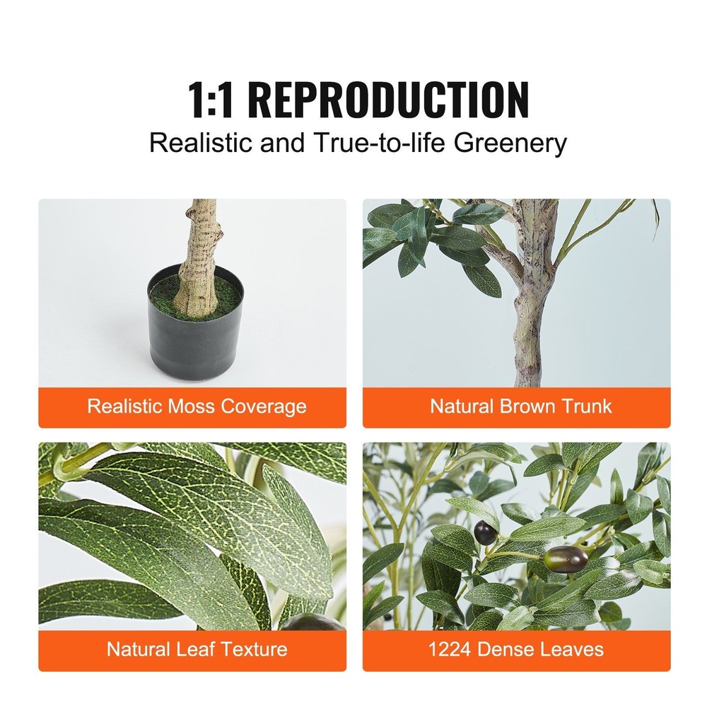 6ft Olive Faux Tree Premium PE Material Bendable Branches Anti-Tip Stability