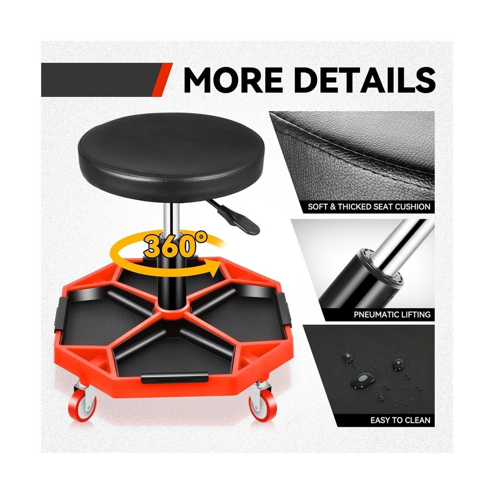 Auto Dynasty Mechanic Stool, Adjustable Rolling Pneumatic Creeper Garage Shop...