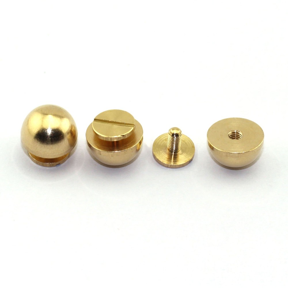25-Pack 1/2" Purse Handbag Feet Nailhead Round Stud Solid Brass Screw-Back Sp...