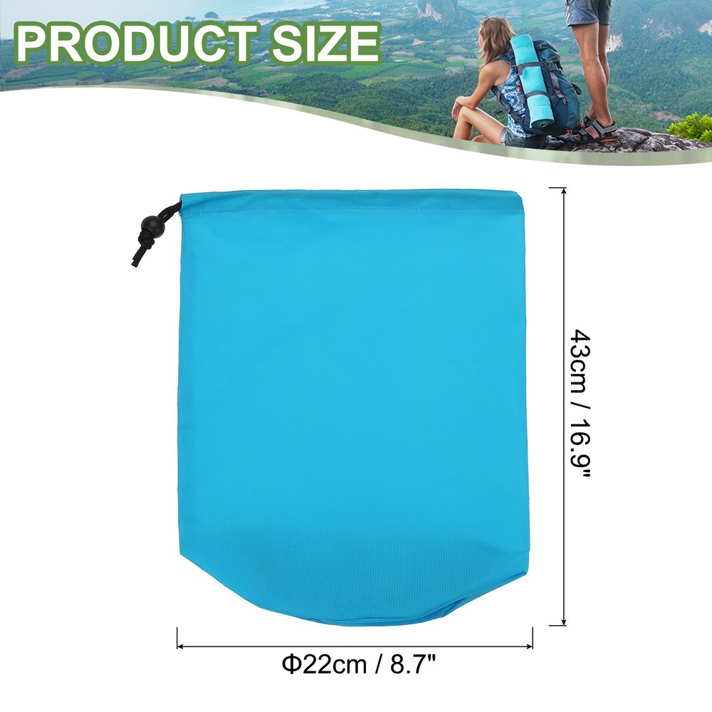 Stuff Sack, 9 x 17 Inch Waterproof Outdoor Storage Sack Drawstring Blue