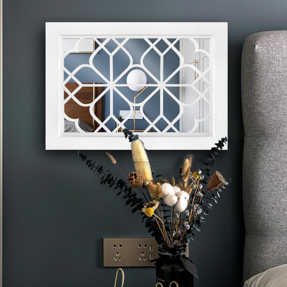Wocred Set of 2 Rectangular Wall Mirror,Gorgeous Rustic Farmhouse Accent Mirror,