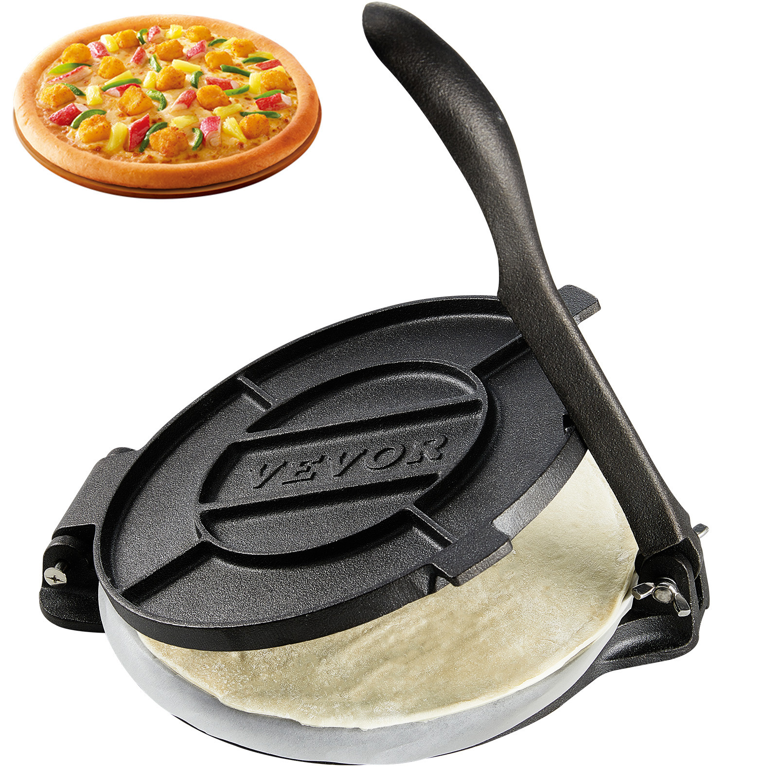 VEVOR 8 Inch Tortilla Press Chapati Maker Roti Dough Maker Heavy Duty Cast Iron