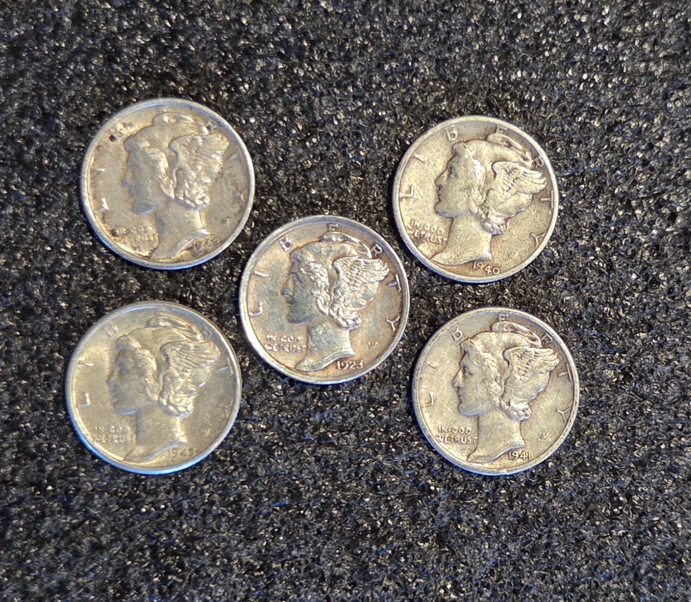 [Lot of 5] Mercury Dimes 1916-1945 90% Silver !!!!