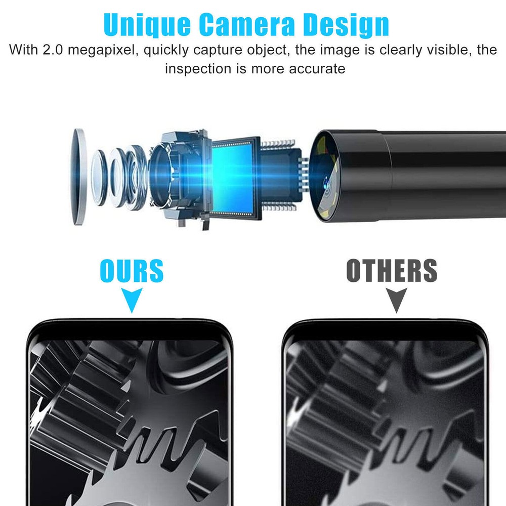 6 LED HD Snake Endoscope Borescope Inspection Camera for USB Type C Android PC