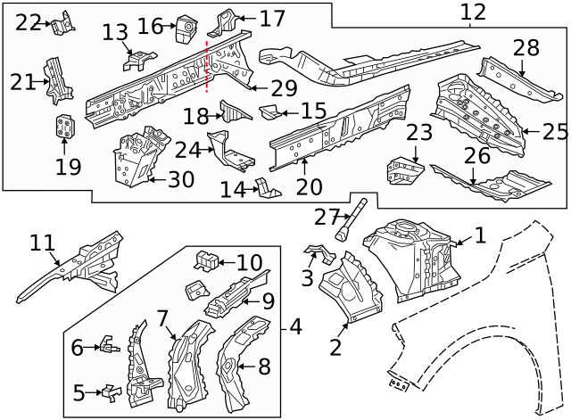 Genuine GM Passenger Side Engine Compartment Side Rail Bracket 23255645