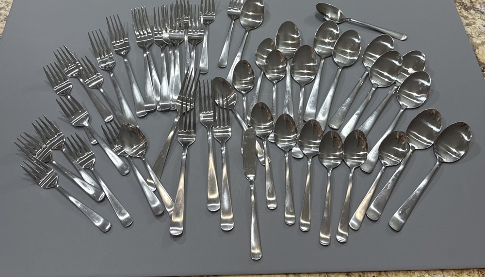 49 pcs - Pfaltzgraff Basics Stainless Satin Gotham