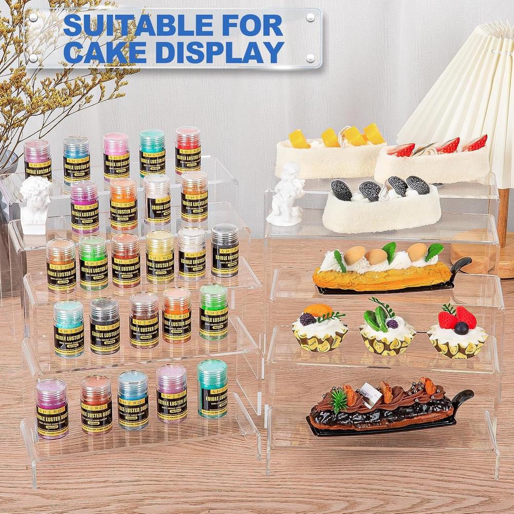 Clear Acrylic Display Risers Set of 10 Large Rectangular Stands for Decor