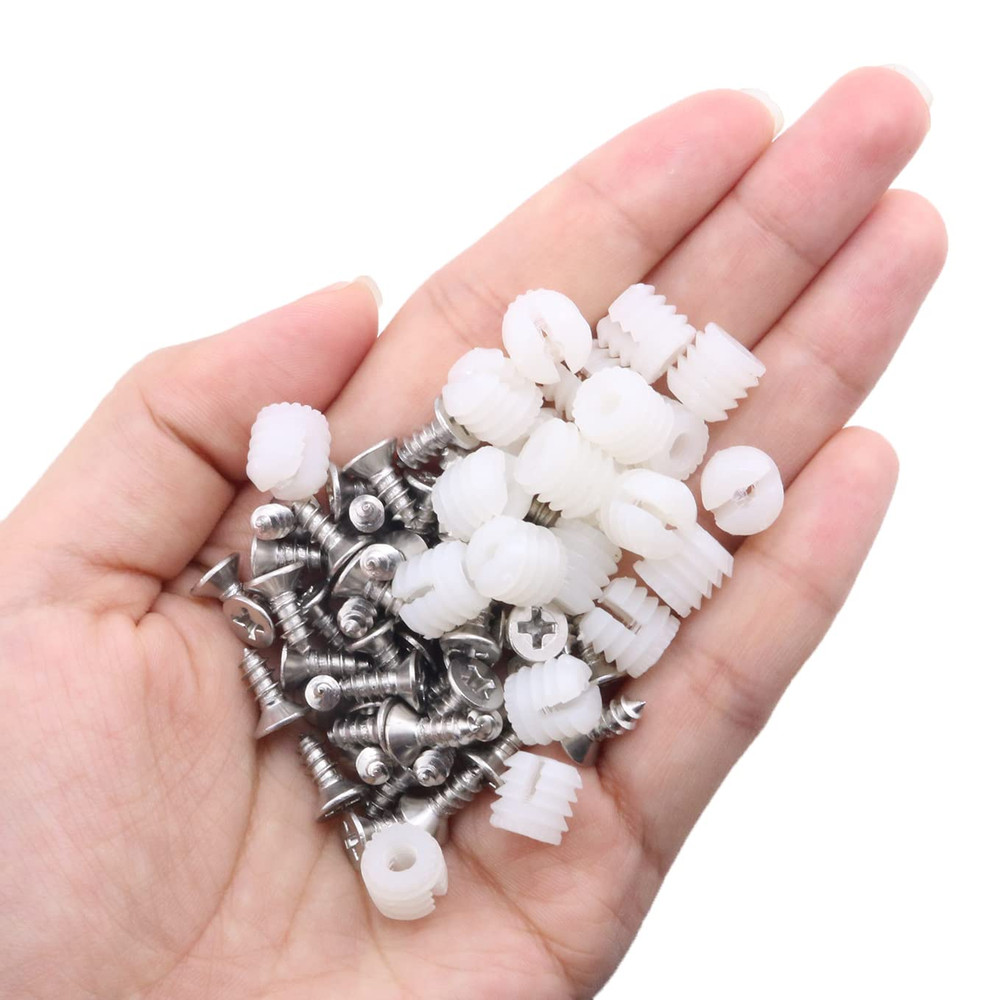 100Pcs Plastic Hinge Dowel Inserts Kit 4X10Mm Toothed Machine Thread Opening Pla