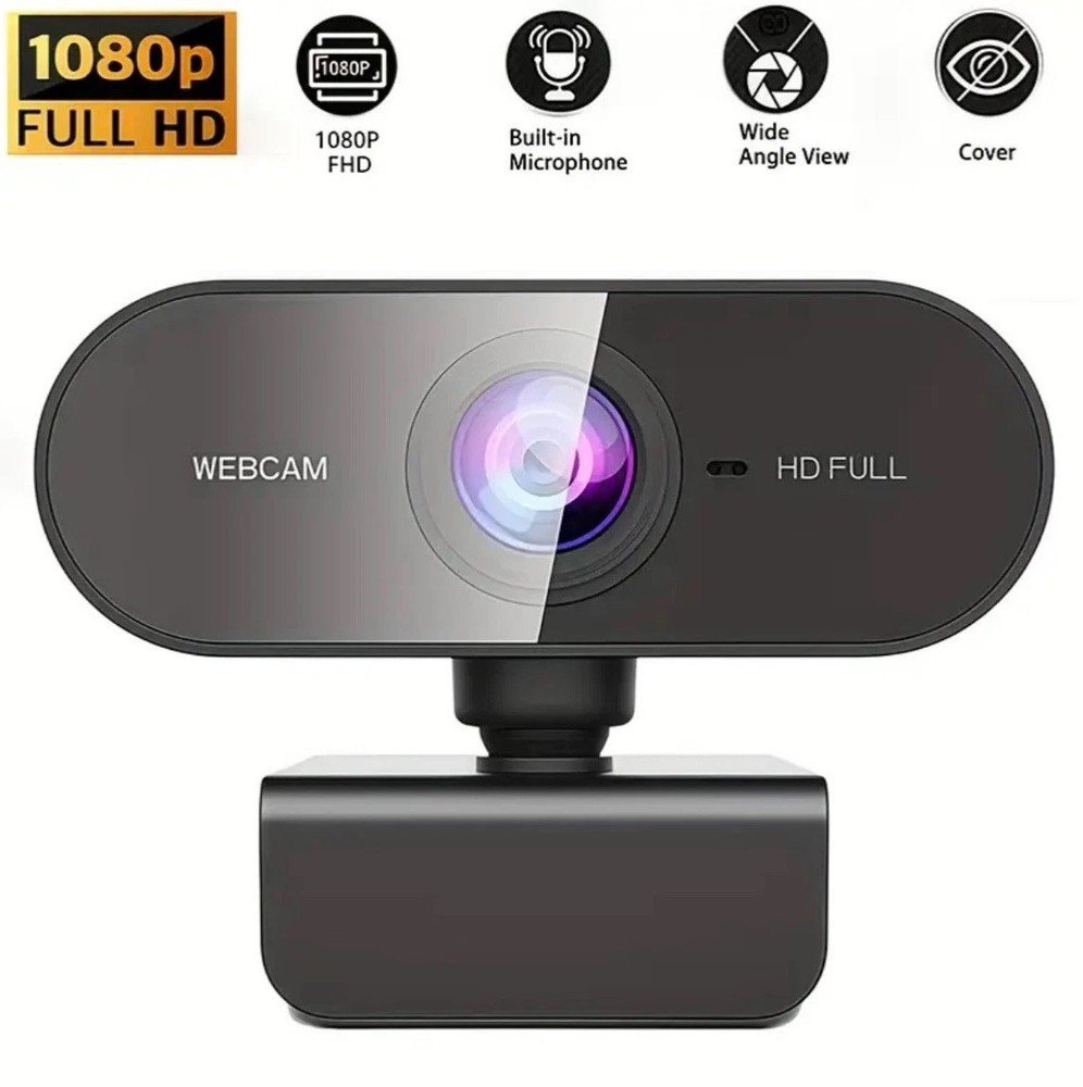 Full HD 1080P USB Wide Angle Laptop Computer Webcam & Built-in Microphone