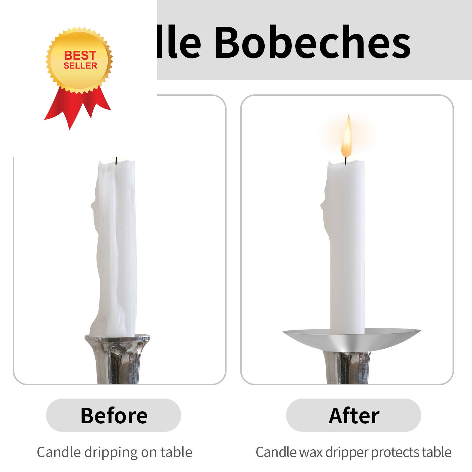 12 Pieces Metal Silver Candle Bobeches Round Drip Guards Taper