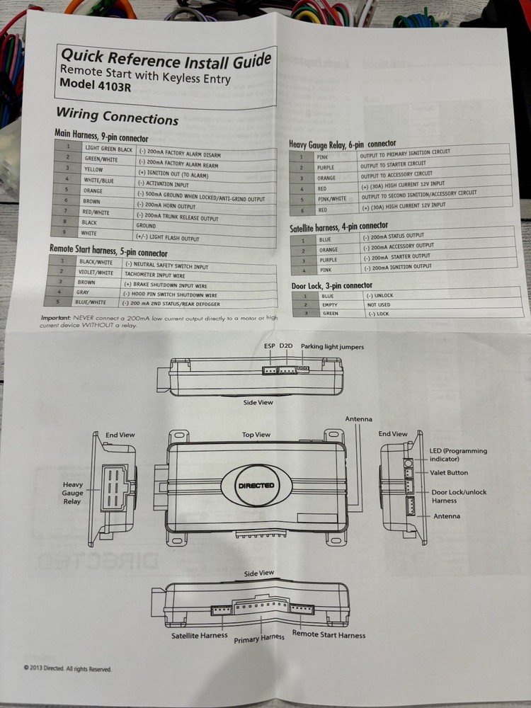 Ready Remote, Start & Keyless Entry Kit By Directed Electronics unused 24923B