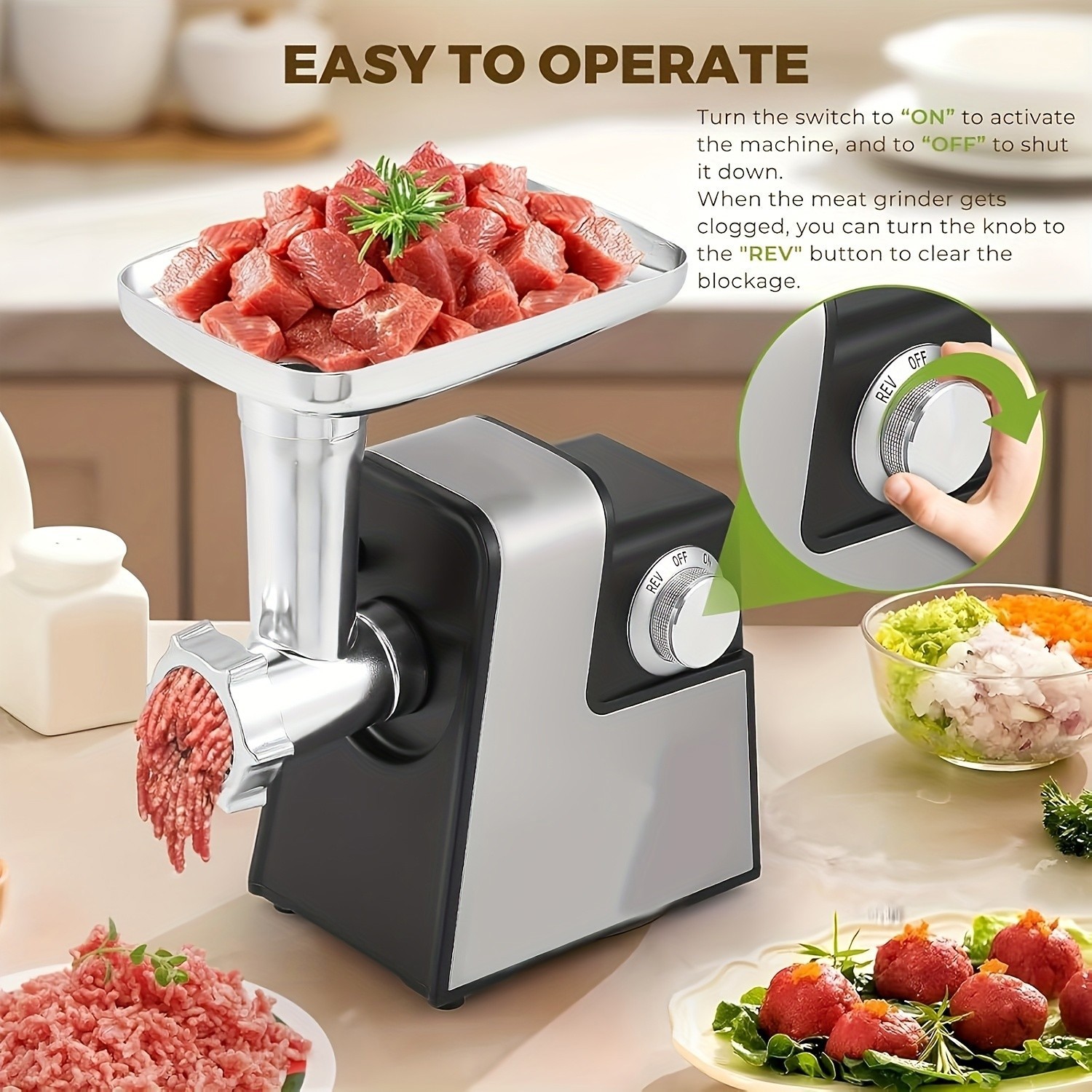 Heavy Duty 3000W Commercial Electric Meat Grinder Sausage Maker Mincer Stuffer