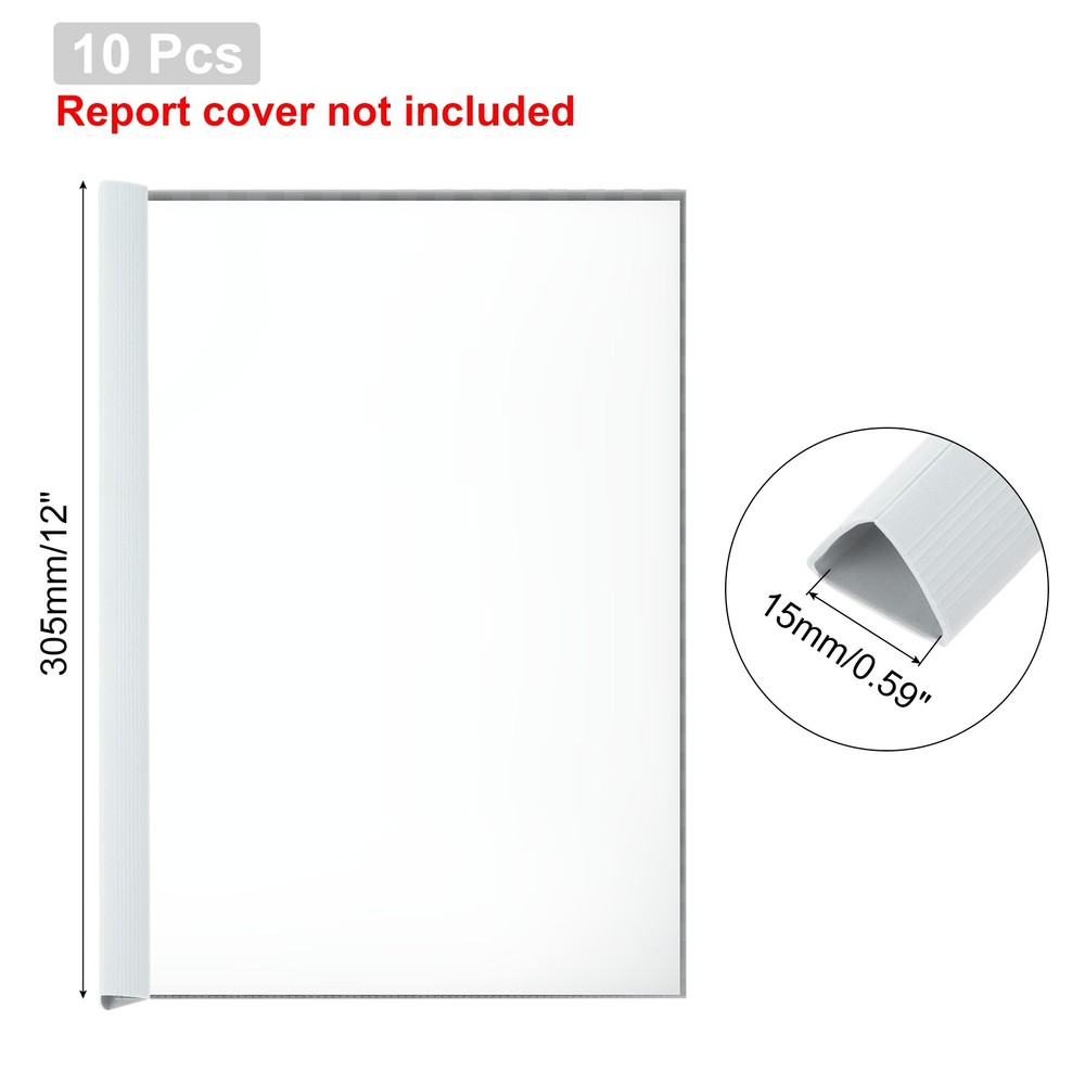 10Pcs Binding Bars, 15mm Binding Bars 120 Sheets Capacity, White