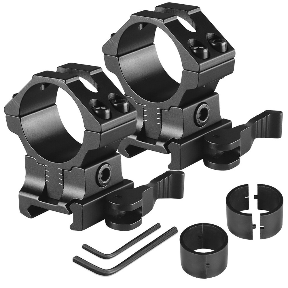 2Pack Adjustable Height Scope Ring 25.4mm/30mm for 20mm Dovetail Rail Riser Base