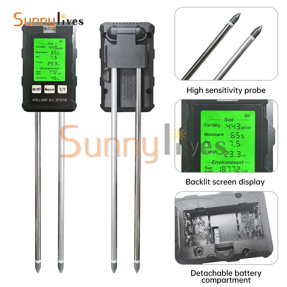 6-in-1 PH Tester Soil Water Moisture Light Test Meter Temperature Humidity Test