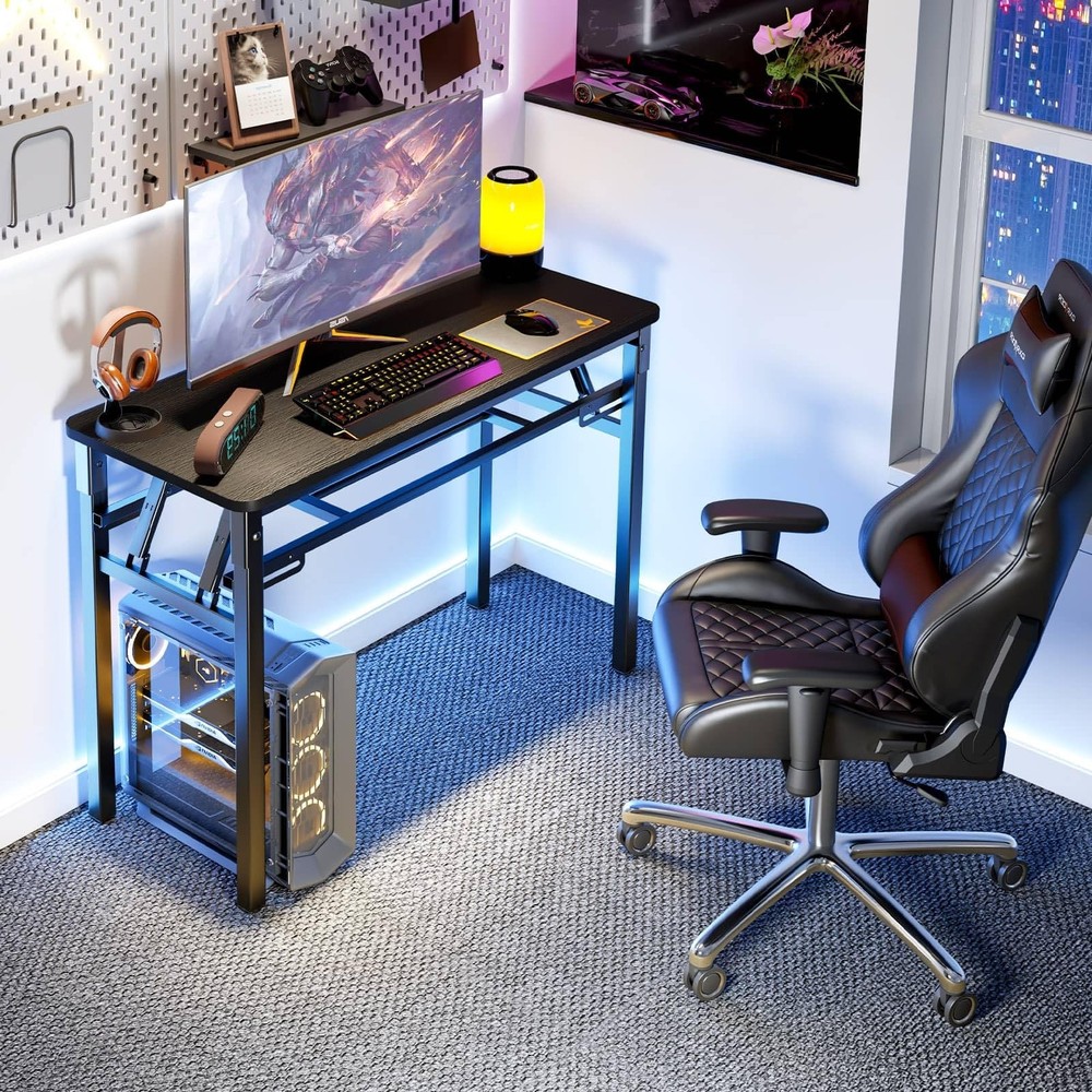 BYMECOST 31.5" Folding Desk, No Assembly Computer Desk, Small Foldable Table ...