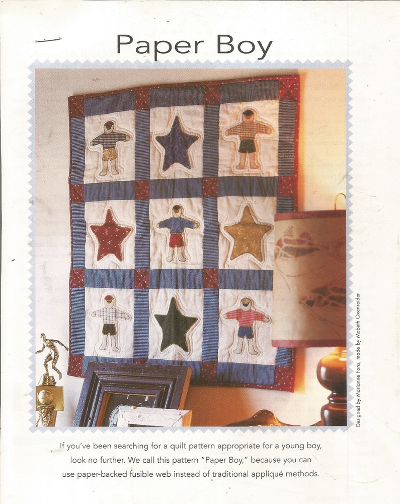 K0018  PAPER BOY WALLHANGING  QUILT PATTERN/INSTRUCTIONS