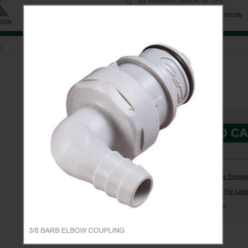 3/8 BARB ELBOW COUPLING # 49055
