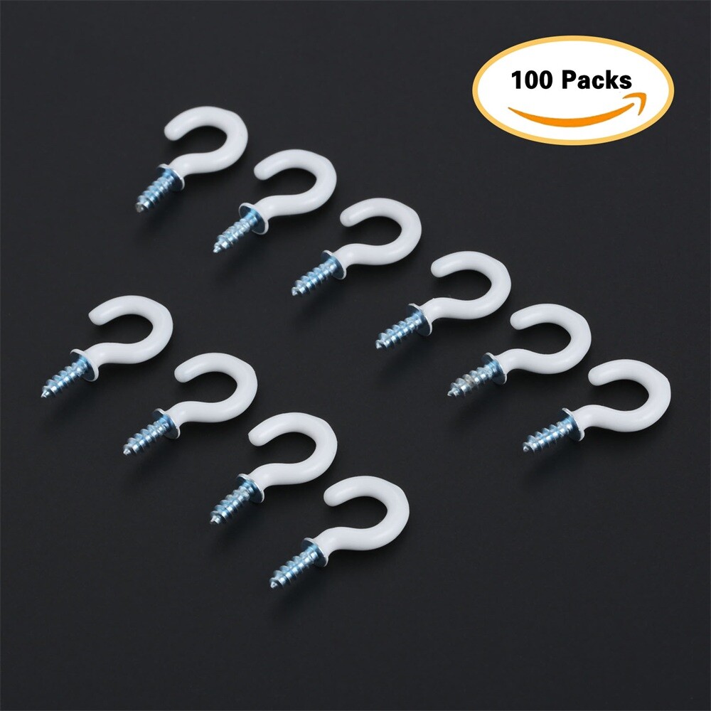 100Pcs/lot 0.94" Strong Sharp Vinyl Coated Ceiling Hooks Space-saving Hardware