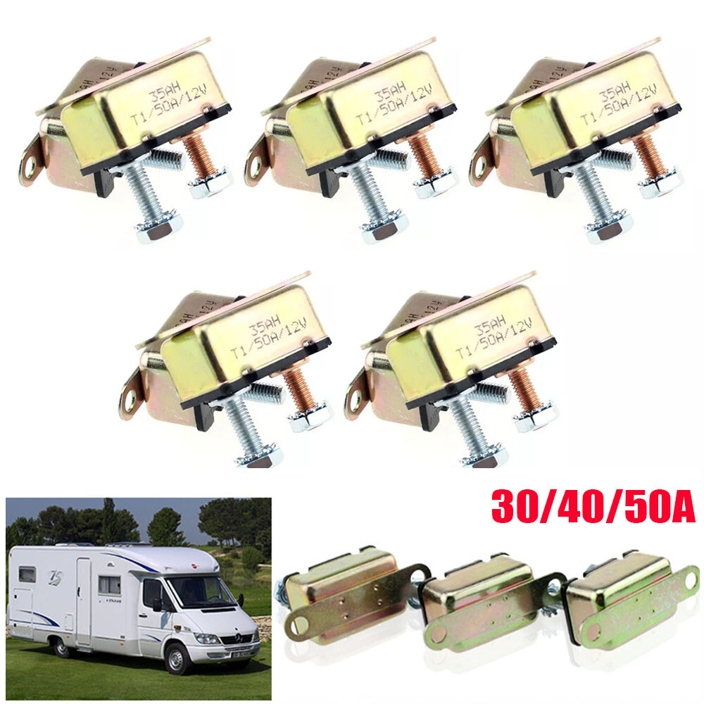 5pack 12V 30A~50A Auto Automatic Fuse Reset Circuit Breaker Copper Stud Bolt