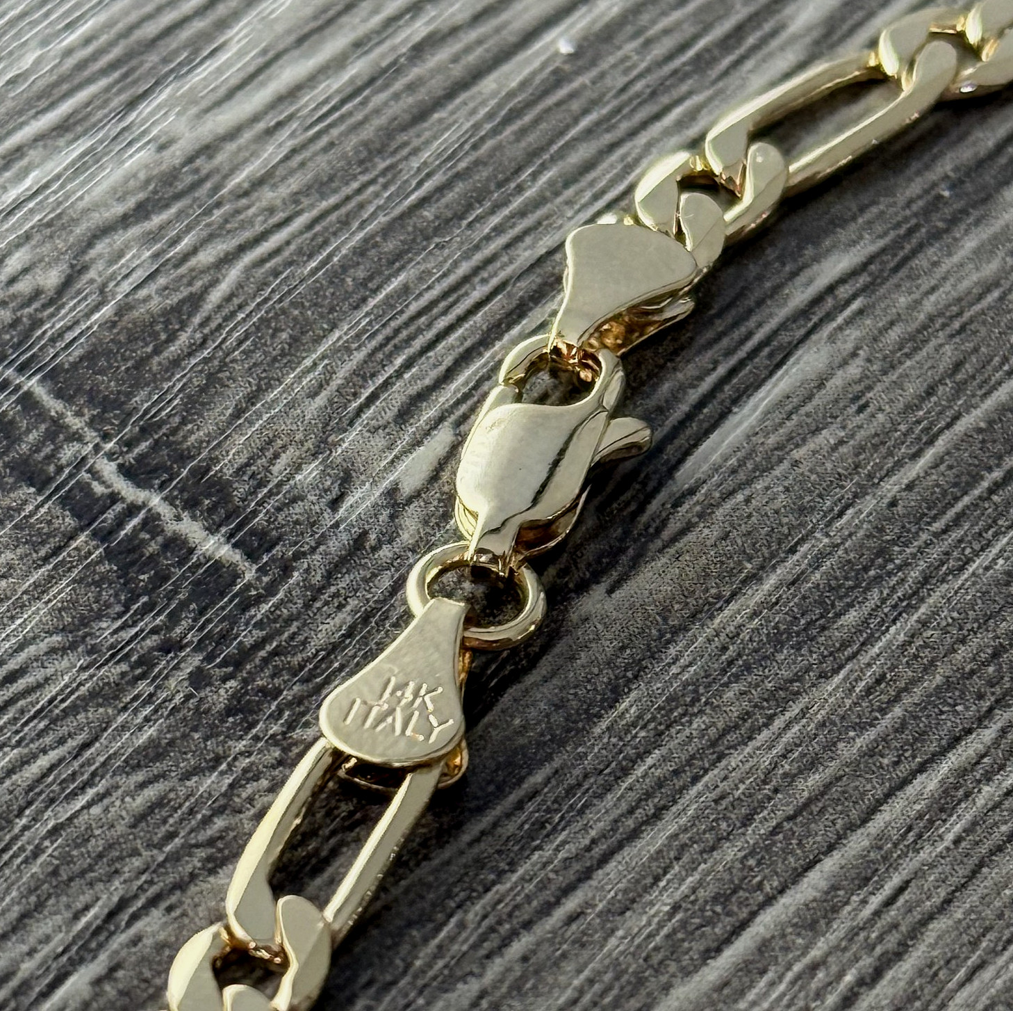 Heavy Men's 14k Gold Stamped Italian Figaro Link Chain Necklace 20" Inches 5MM