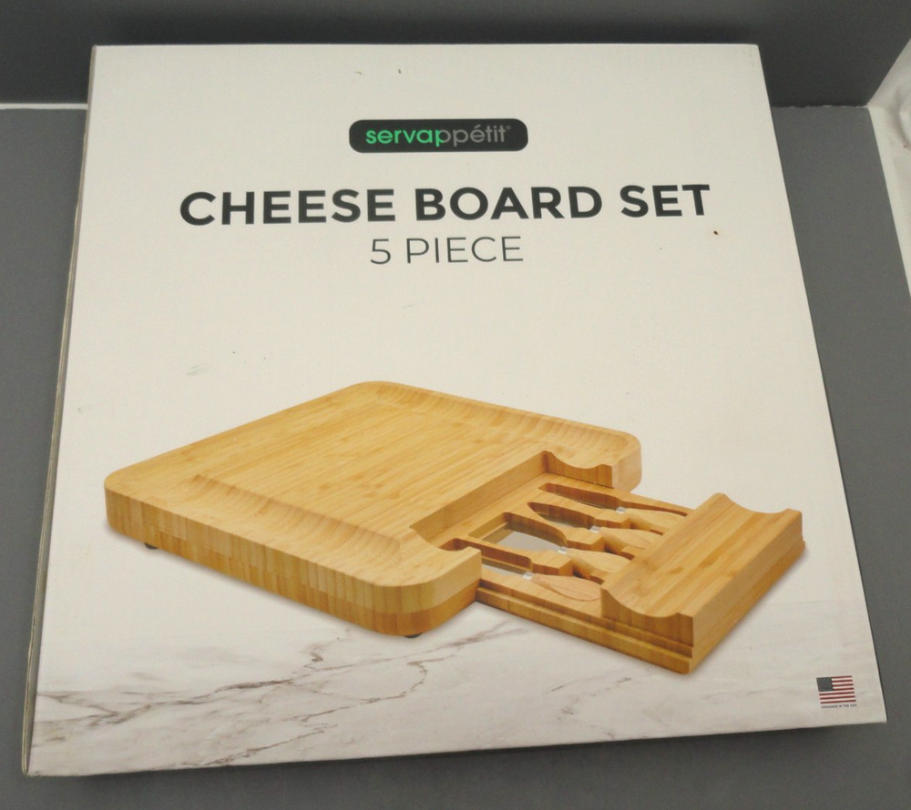 Servappetit Cheese Board & Knife Set 5 Piece NEW