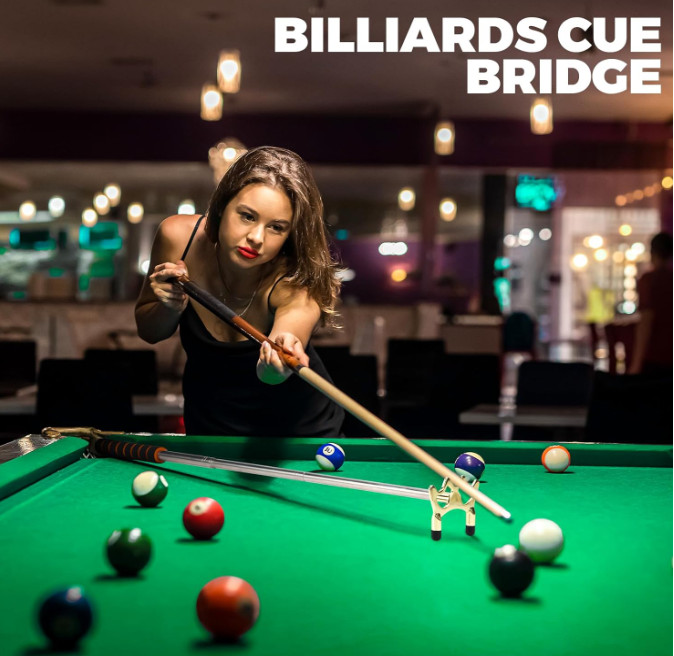 Pool Table Bridge Cue Stick | Adjustable Billiard Accessory w/ Brass Head