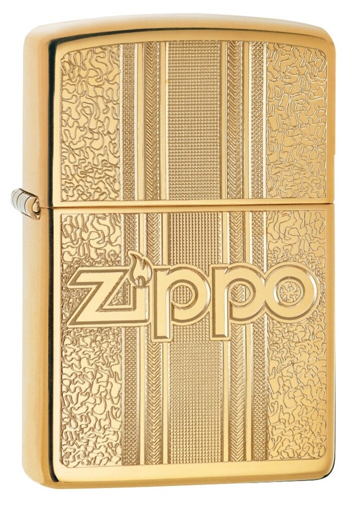 Zippo and Pattern Design High Polish Brass Windproof Pocket Lighter, 29677