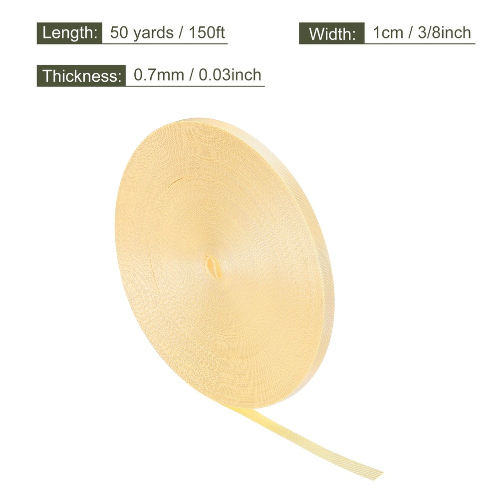 Flat Nylon Webbing Strap 3/8 Inch 50 Yards Beige for Backpack