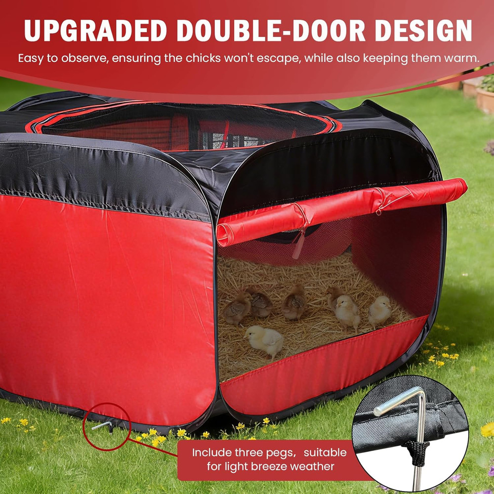 Chicken Brooder Box for Chick Starter Kit Upgrade Three-Sided Mesh Window Broode