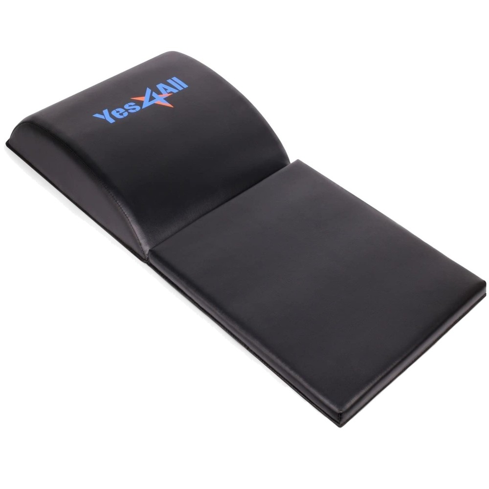 Foldable Ab Exercise Mat with Tailbone Support for Ultimate Comfort - Black