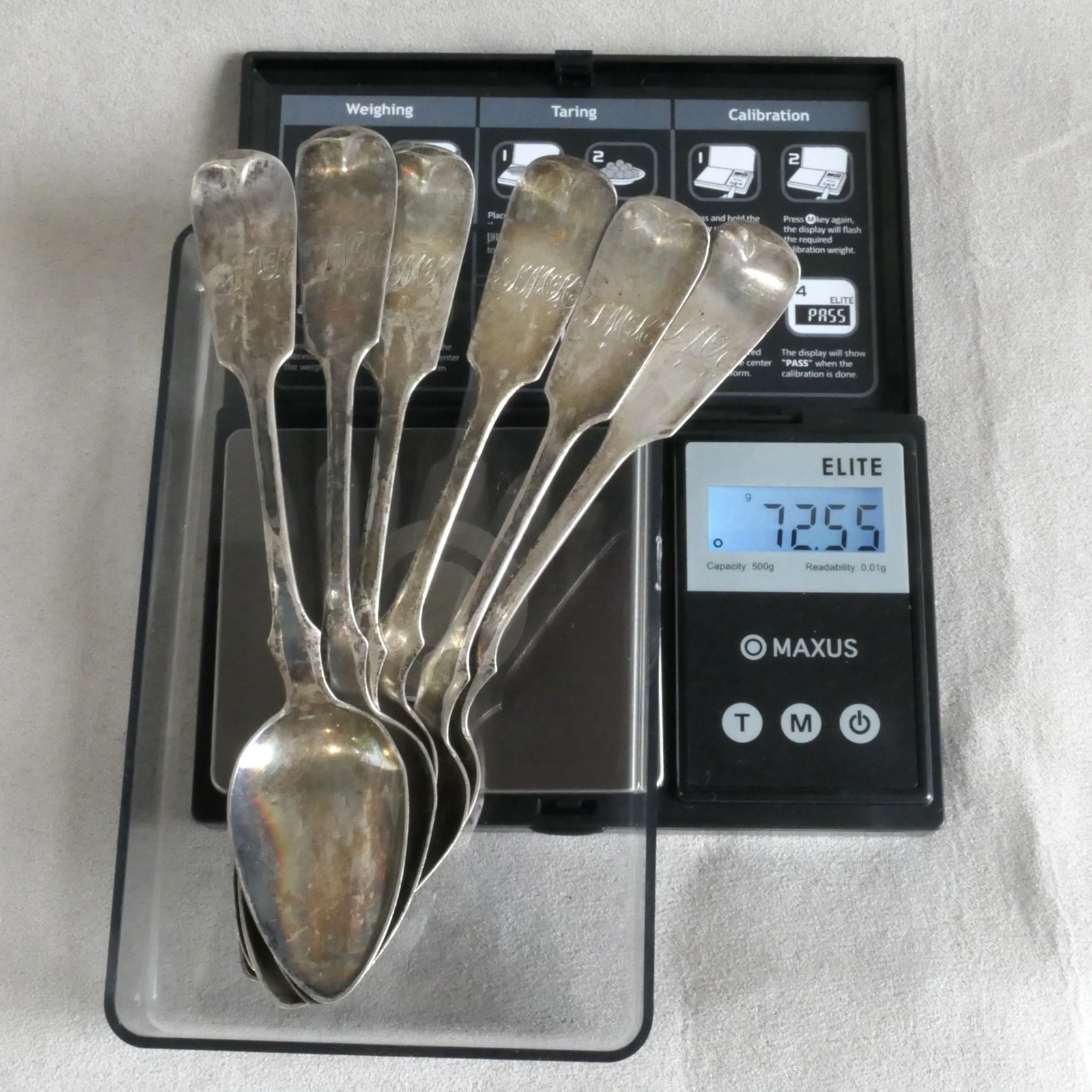 Lot of 6 American Coin Silver Spoons RM WILSON Philadelphia, PA : 72.5g