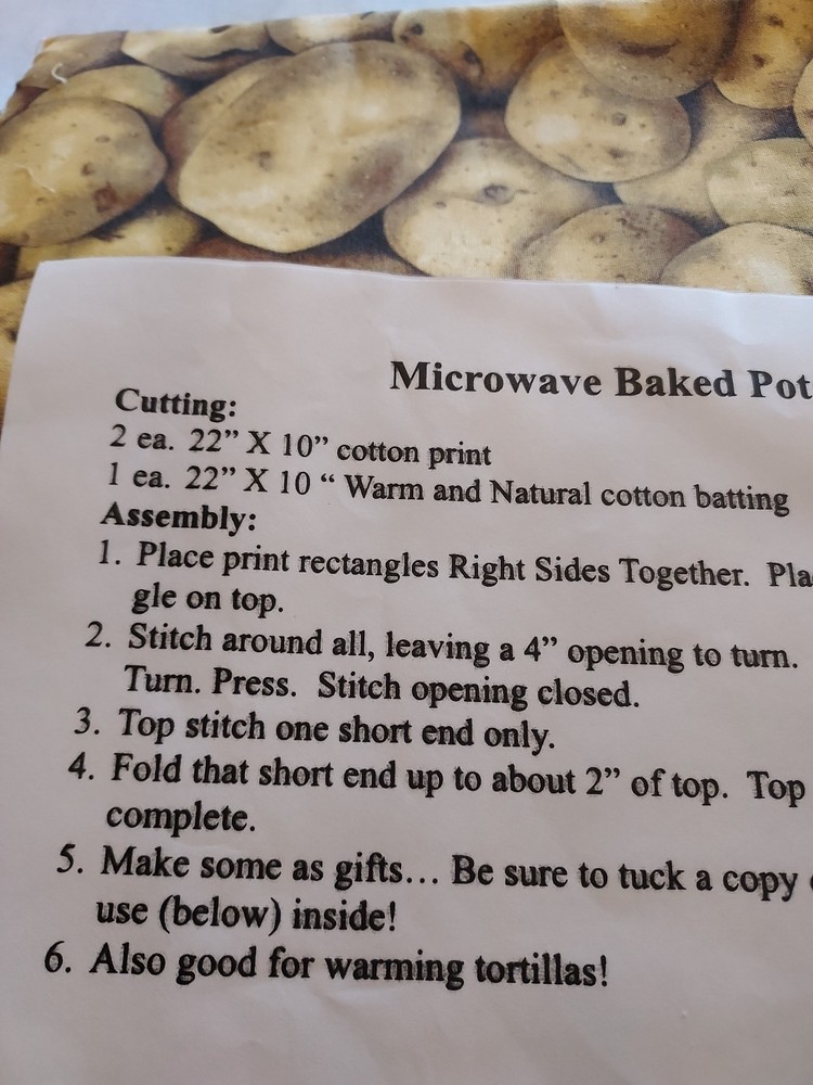 MICROWAVE BAKED POTATO BAG