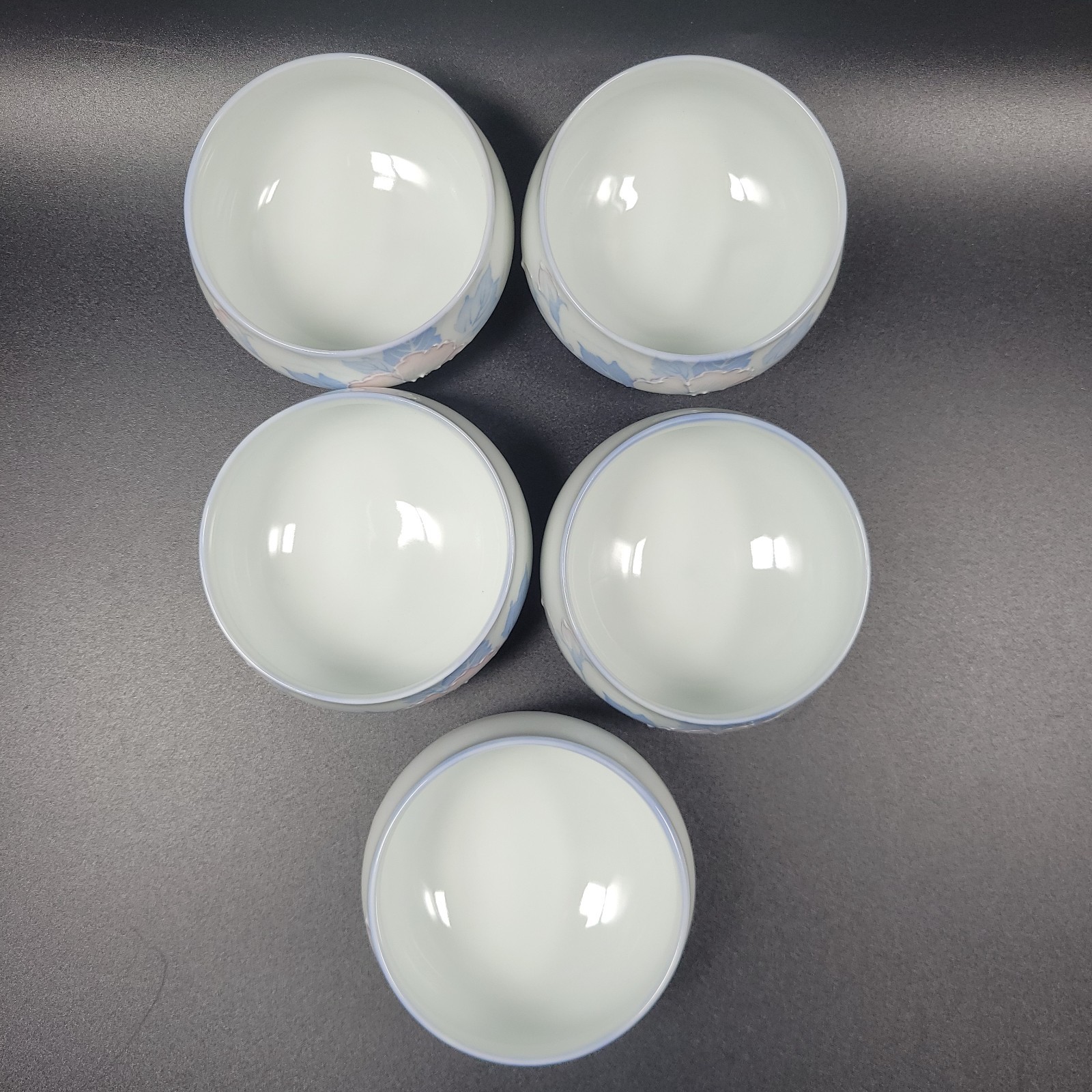 Arita Ware Magnolia Tea Set Teapot & 5 Cups Ichijin Showa Floral Bamboo Handle