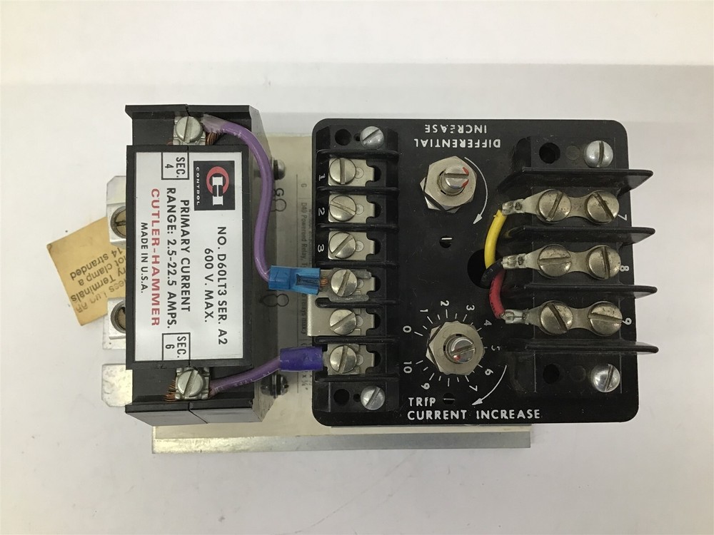 Cutler Hammer D60LT# Ser A2 600V Max Primary Current Range: 2.5-22.5