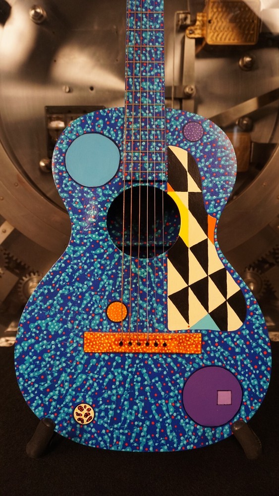 Hap "Michael Hapner" Hand Painted Guitar Blue Psychedelic Wall Art