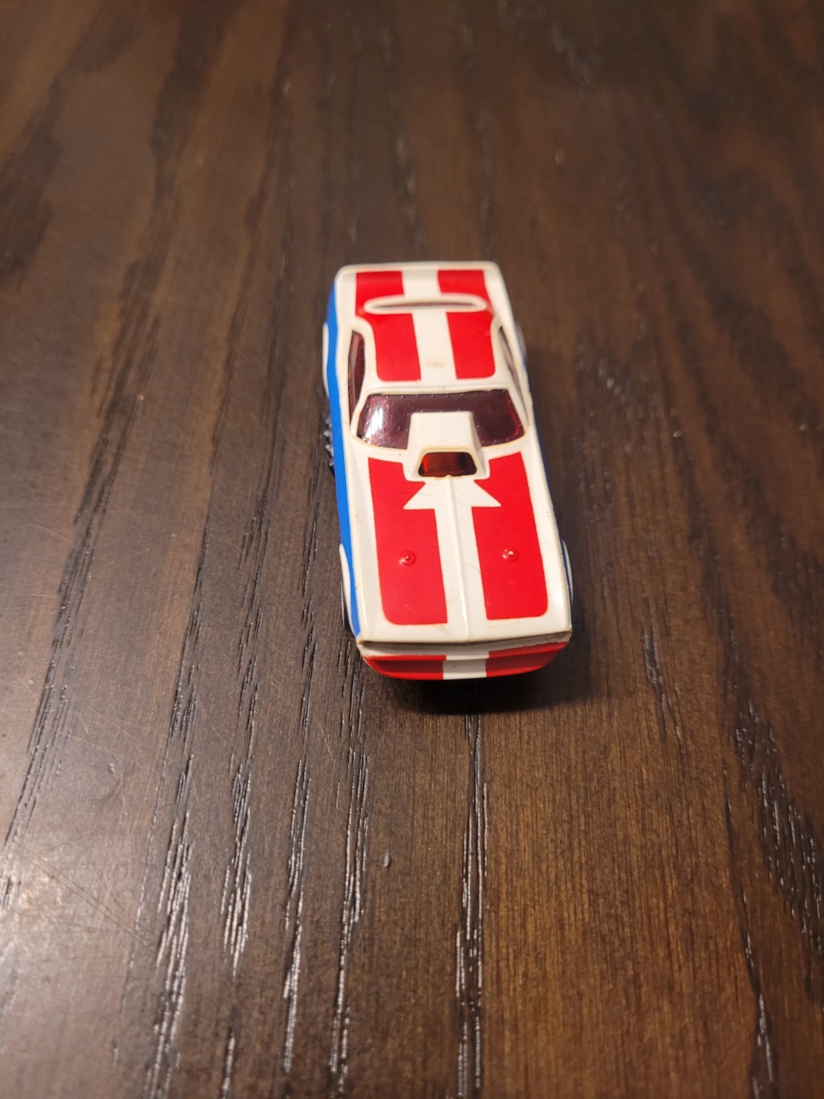 Vintage Aurora AFX Red/White/Blue Plymouth Cuda HO Slot Car