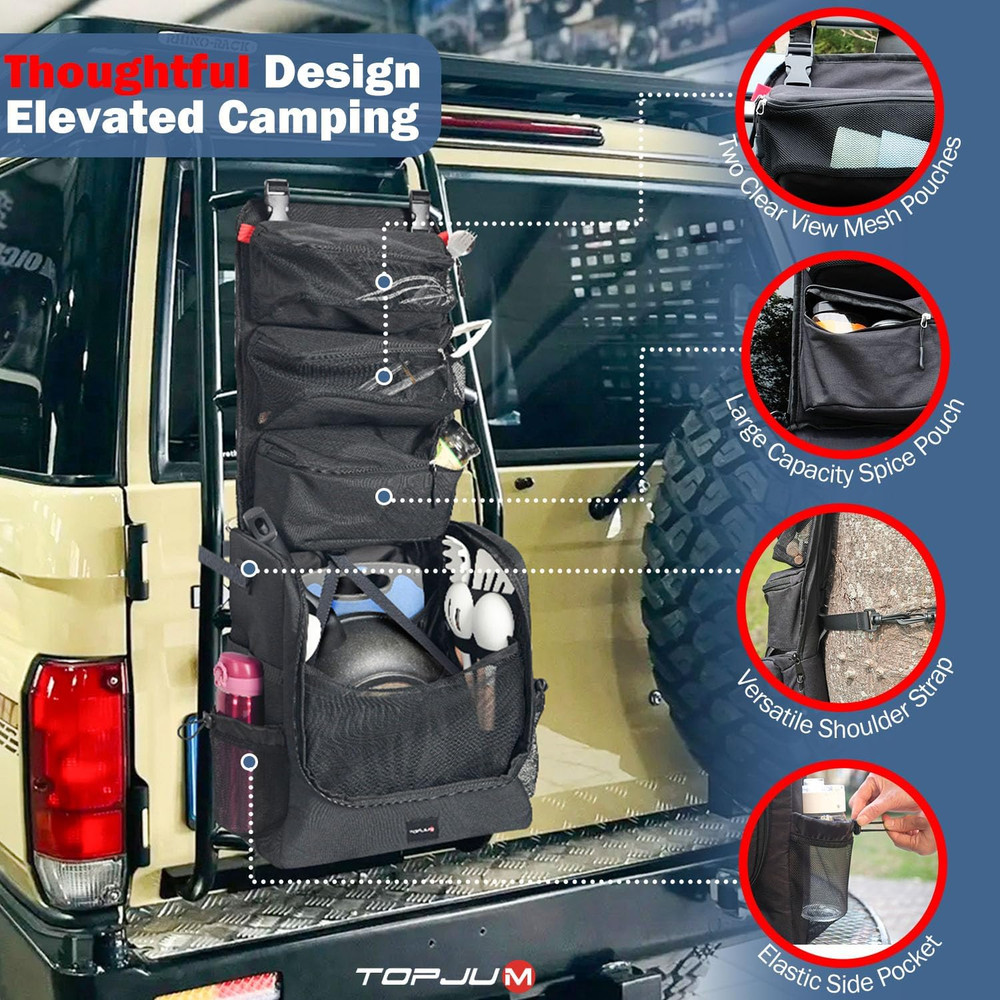 Camp Kitchen Organizer, Cooking Tools Storage Caddy Bag, Multi-Pockets, Paper To