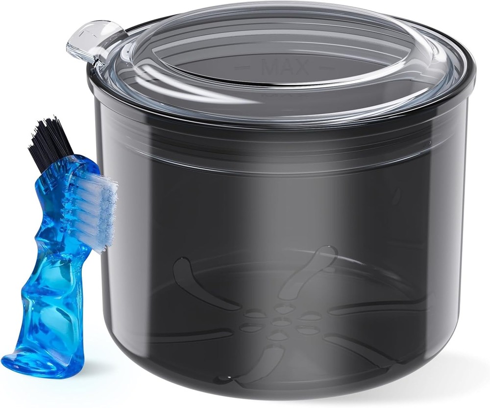 Denture Bath Cup with Cleaning Brush, Lar Soaking Container with