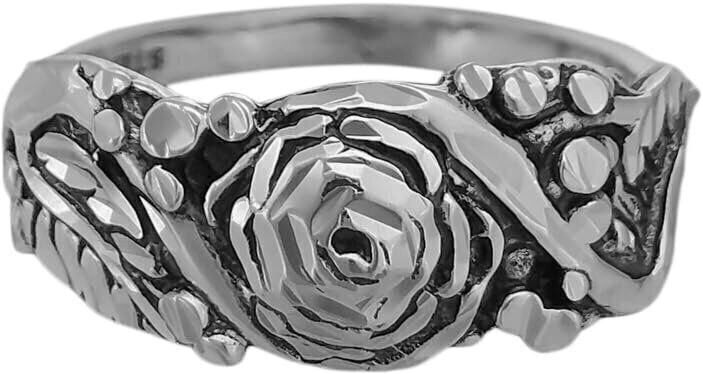 Sterling Silver Rose on Display Ring